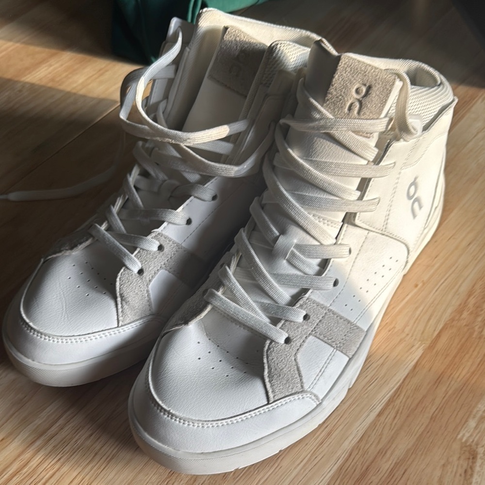 ON High-Top Sneakers in White and Gray
